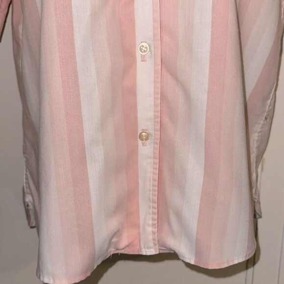 Vintage 60s Bobbie Brooks Pink & White Vertical Striped Short Sleeve Shirt - Picture 3 of 8